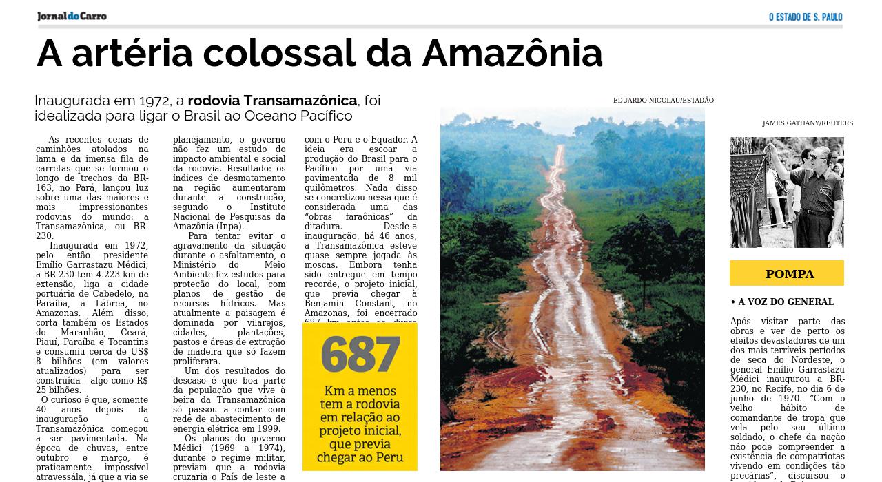 Rodovia Transamazônica (BR-230) tem trecho inaugurado, no Pará - Estradas